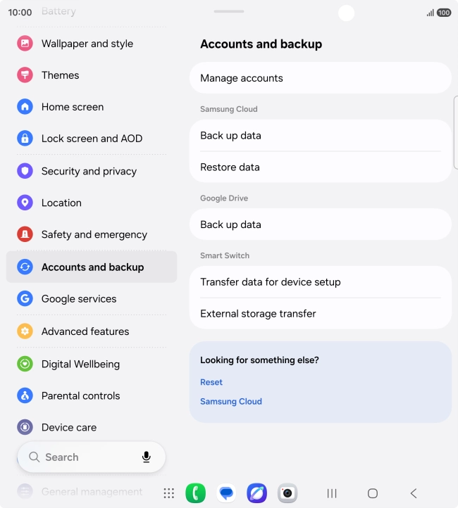 Press Manage accounts.