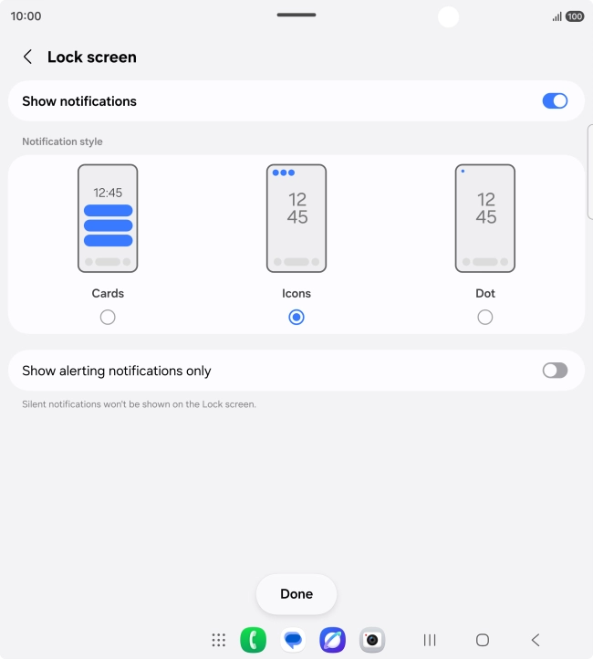 Press the required settings to turn them on or off.