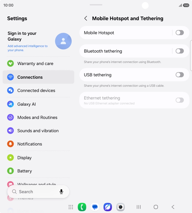 Press Mobile Hotspot.