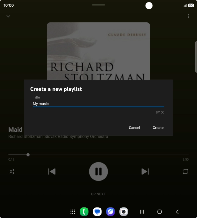 Key in a name for the playlist and press Create. Key in a name for the playlist and press Create.