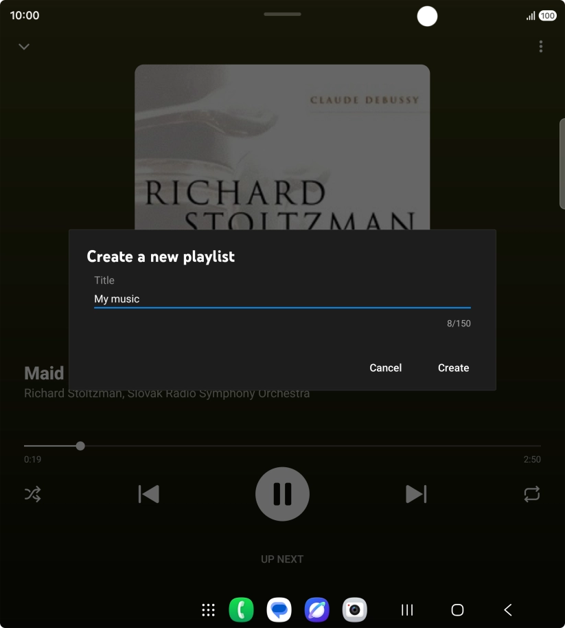 Key in a name for the playlist and press Create. Key in a name for the playlist and press Create.