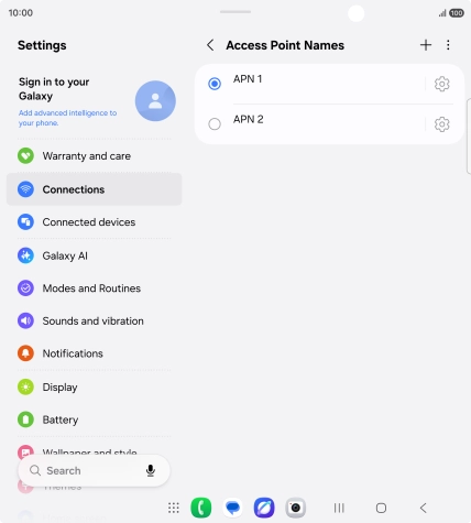 Press the field next to the data connection to activate it.