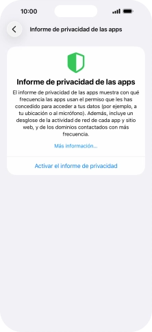 Pulsa Activar el informe de privacidad para activar la función.