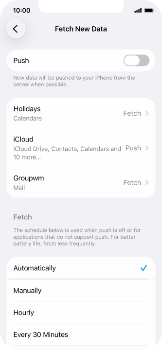 If you turn off the function, press the required setting.