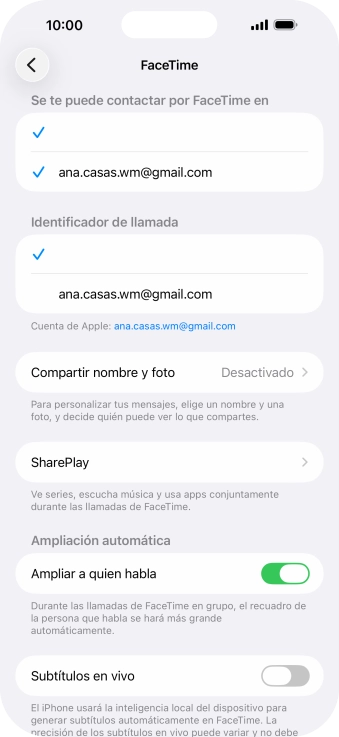 Pulsa el ajuste deseado bajo 