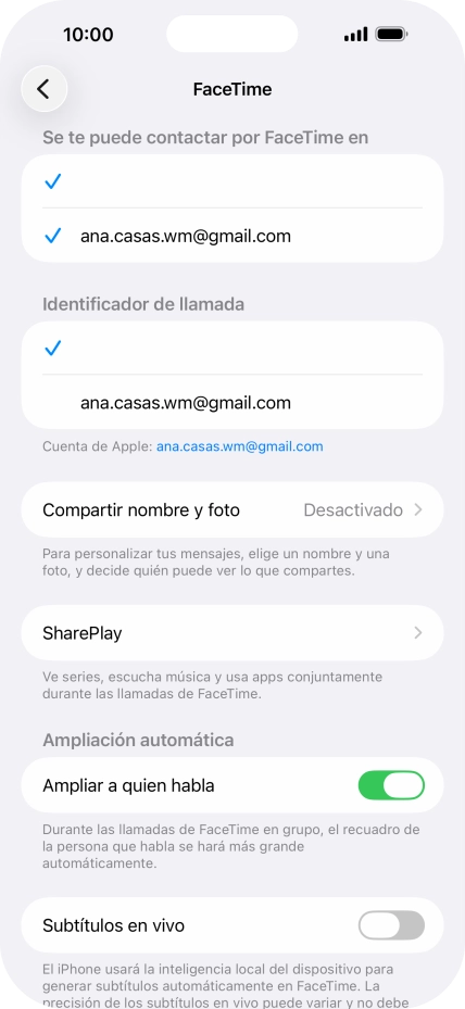 Pulsa el ajuste deseado bajo 