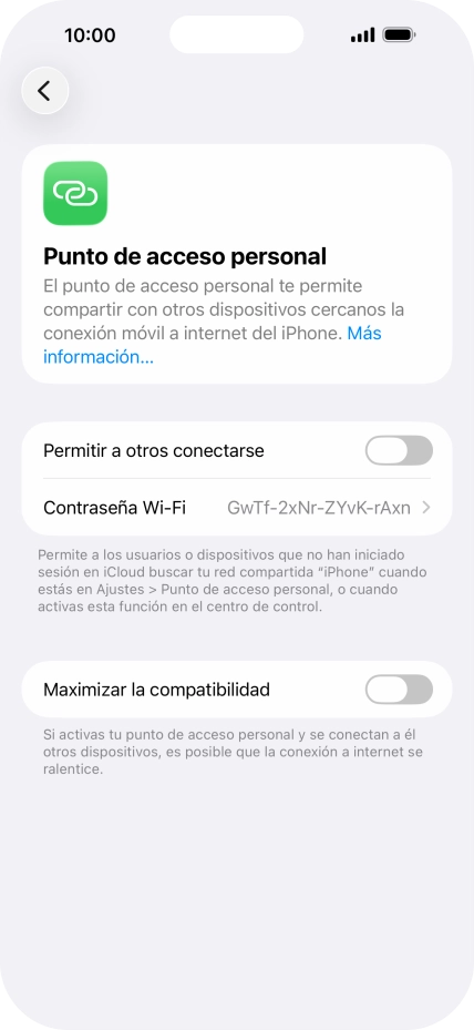 Pulsa Contraseña Wi-Fi e introduce una contraseña.