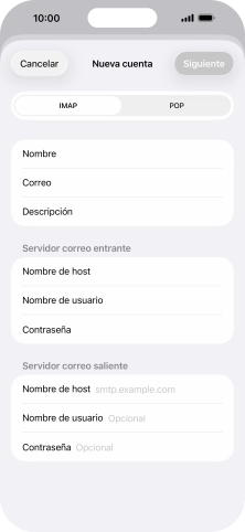 Pulsa Nombre de host e introduce smtp.vodafone.es.