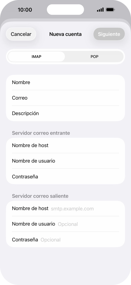 Pulsa Nombre de host e introduce smtp.vodafone.es.