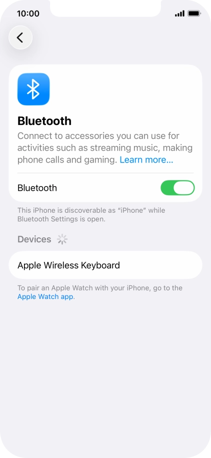 Press the required Bluetooth device and follow the instructions on the screen to pair the device with your phone.