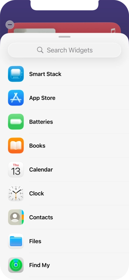 Press the required widget.