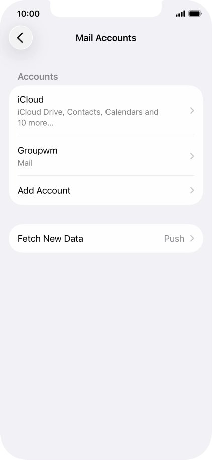 Press the name of the email account you've just set up.