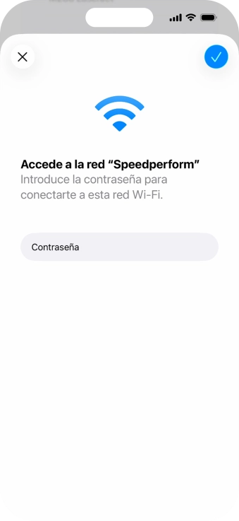 Introduce la contraseña de la red wifi y pulsa el icono de aceptar.