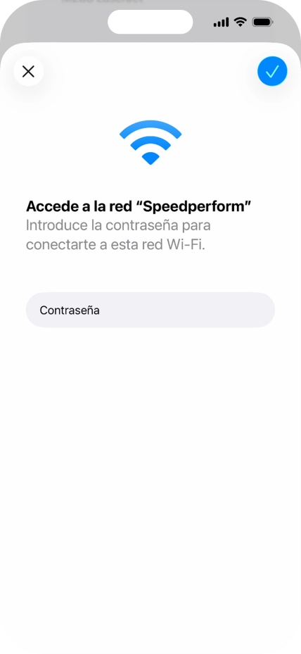 Introduce la contraseña de la red wifi y pulsa el icono de aceptar.