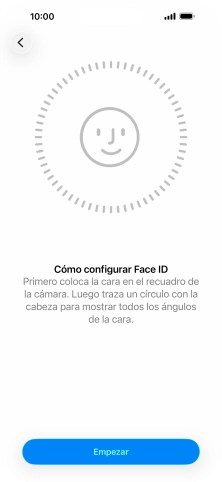Pulsa Empezar y sigue las indicaciones de la pantalla para crear un código de seguridad con la función de reconocimiento facial (Face ID).