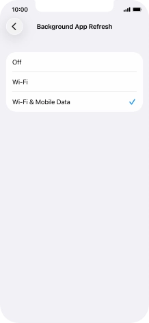 To turn off background refresh of apps, press Off.