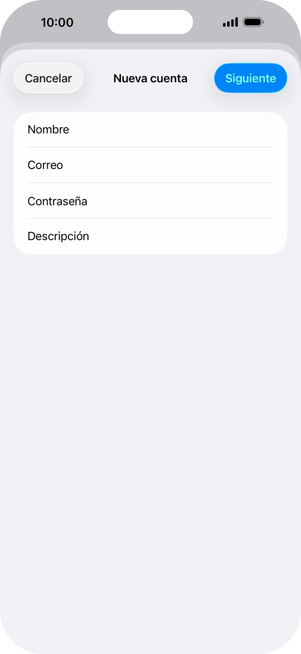 Pulsa Descripción e introduce el nombre de la cuenta de correo electrónico.