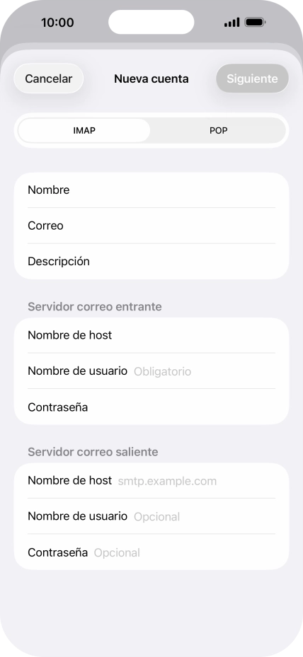 Pulsa Nombre de usuario e introduce el nombre de usuario de tu cuenta de correo electrónico.