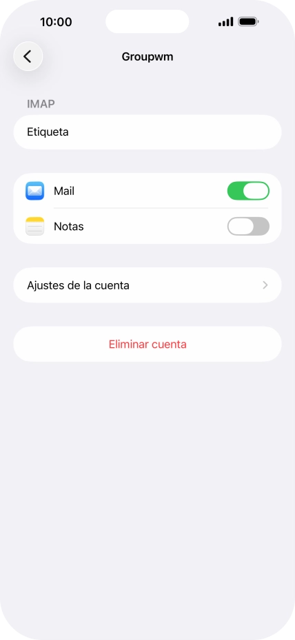 Pulsa Ajustes de la cuenta.