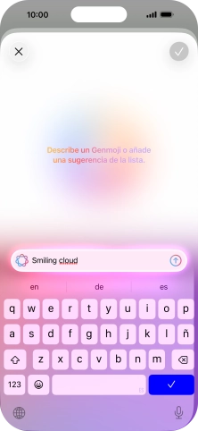 Escribe con tus propias palabras cómo tiene que ser el Genmoji y pulsa la flecha hacia arriba.