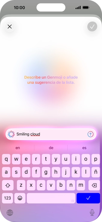 Escribe con tus propias palabras cómo tiene que ser el Genmoji y pulsa la flecha hacia arriba.