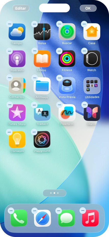 Pulsa el icono de página de pantalla de inicio.