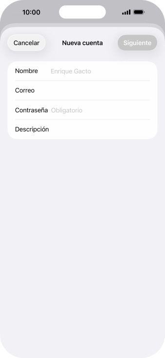 Pulsa Nombre e introduce el nombre del remitente.