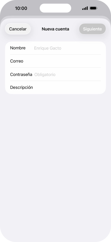 Pulsa Nombre e introduce el nombre del remitente.