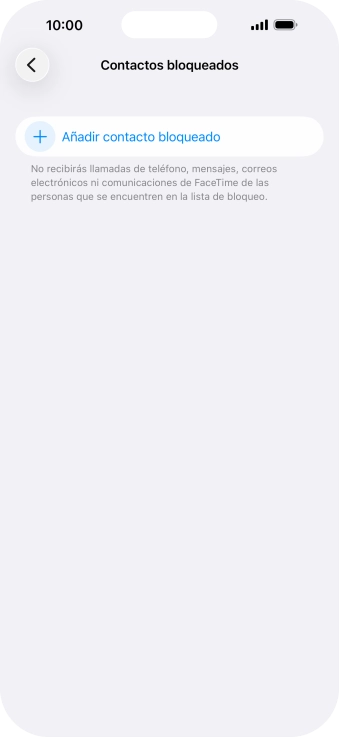 Pulsa Añadir contacto bloqueado y sigue las indicaciones de la pantalla para bloquear un contacto.