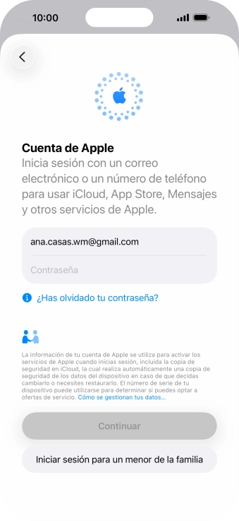 Pulsa Contraseña e introduce la contraseña de tu Cuenta de Apple.