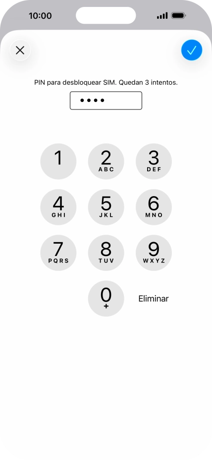 Introduce el código PIN y pulsa el icono de aceptar.