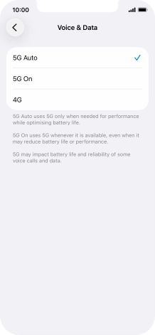 To turn on automatic switch between 5G and 4G, press 5G Auto.