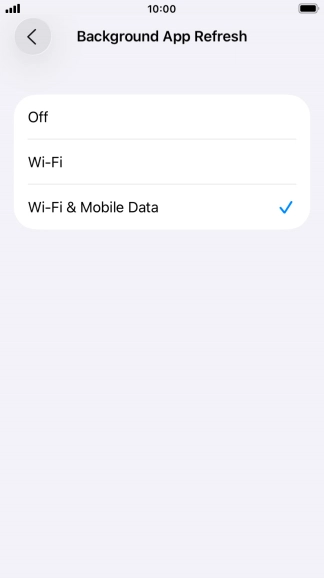 To turn off background refresh of apps, press Off.