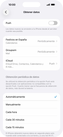 Si desactivas la función, pulsa el ajuste deseado.