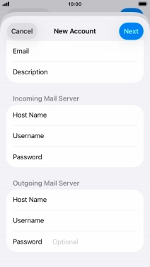 Press Password and key in the password for your email account. Please note that if you're using Vodafone's outgoing server, leave the password field empty.