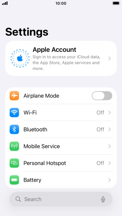 Press Apple Account.