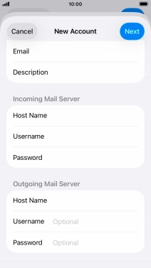 Press Username and key in the password for your email account. Please note that if you're using Vodafone's outgoing server, leave the password field empty.