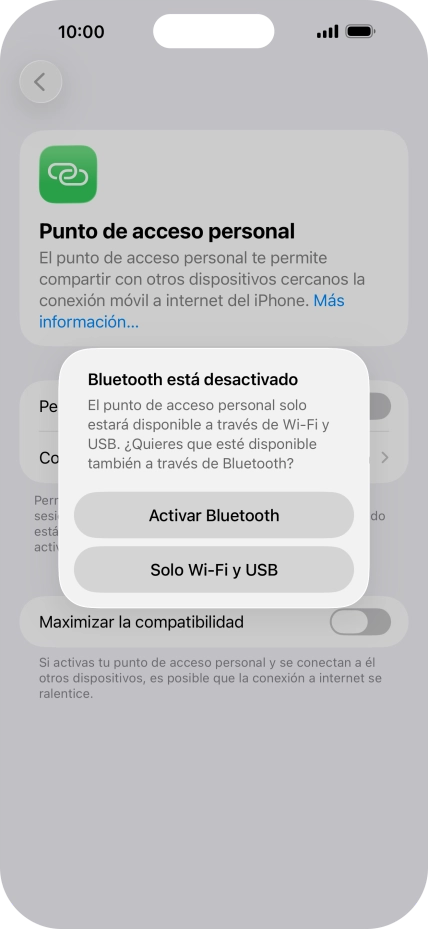 Si la función de wifi está activada, pulsa Solo Wi-Fi y USB.