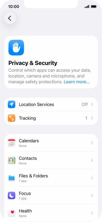 Press Location Services.