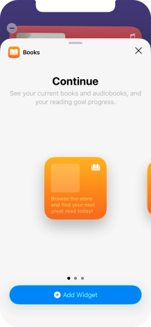 Slide your finger right or left on the screen to select the required widget size.