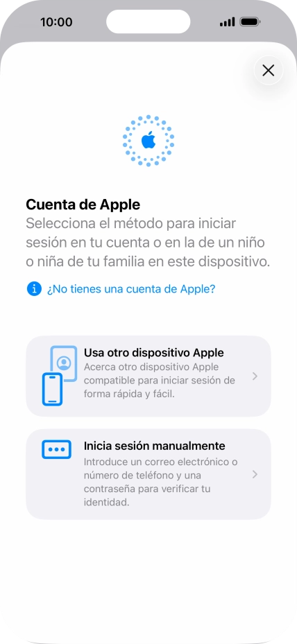 Pulsa Inicia sesión manualmente.