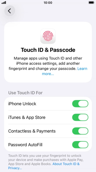 Press the indicators next to the required settings to turn them on or off.