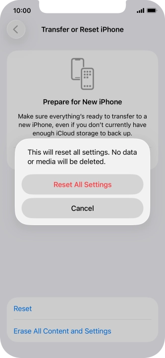 Press Reset All Settings.