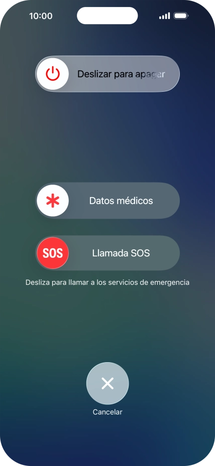 Pulsa el icono de apagar y arrástralo hacia la derecha.