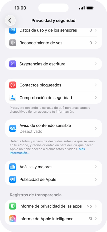 Pulsa Informe de privacidad de las apps.