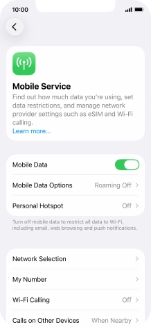 Press Mobile Data Options.