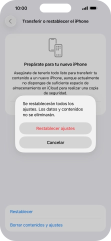 Pulsa Restablecer ajustes.