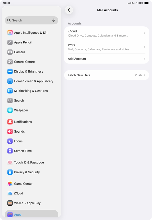Press the required email account.