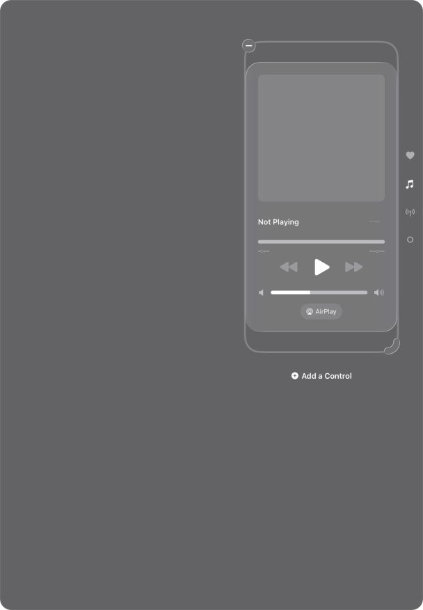 Press the remove icon on the required function to remove it from Control Centre. Press the remove icon on the required function to remove it from Control Centre.