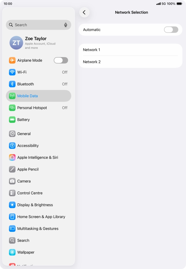 If you turn off the function, press the required network.